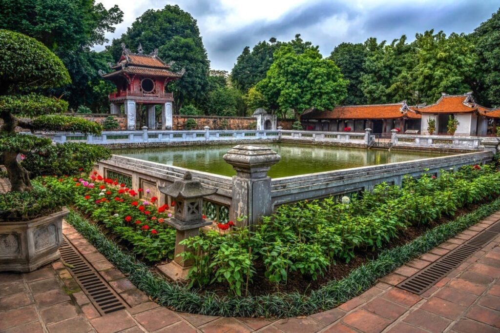 Vietnam ancient temples at the Temple of Literature in Hanoi