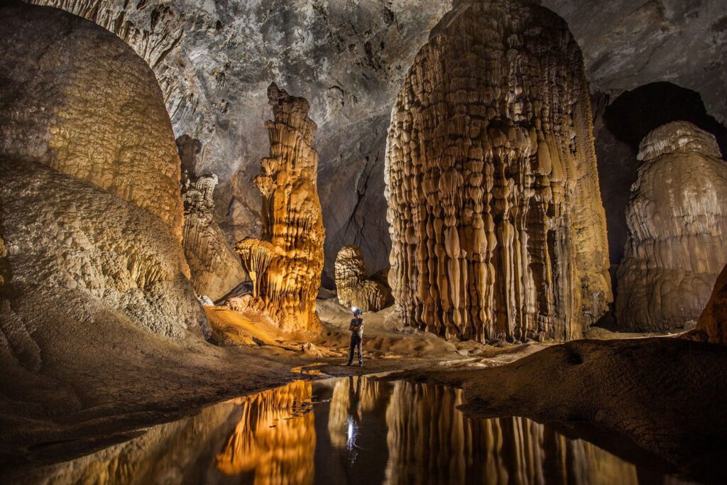 Son Doong cave interior — underground jungle and skylight opening in the world's largest cave, Phong Nha Vietnam