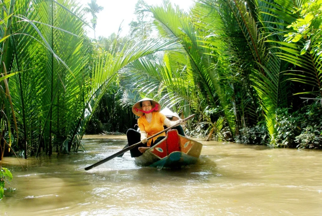 Wooden boat on a Mekong Delta day trip