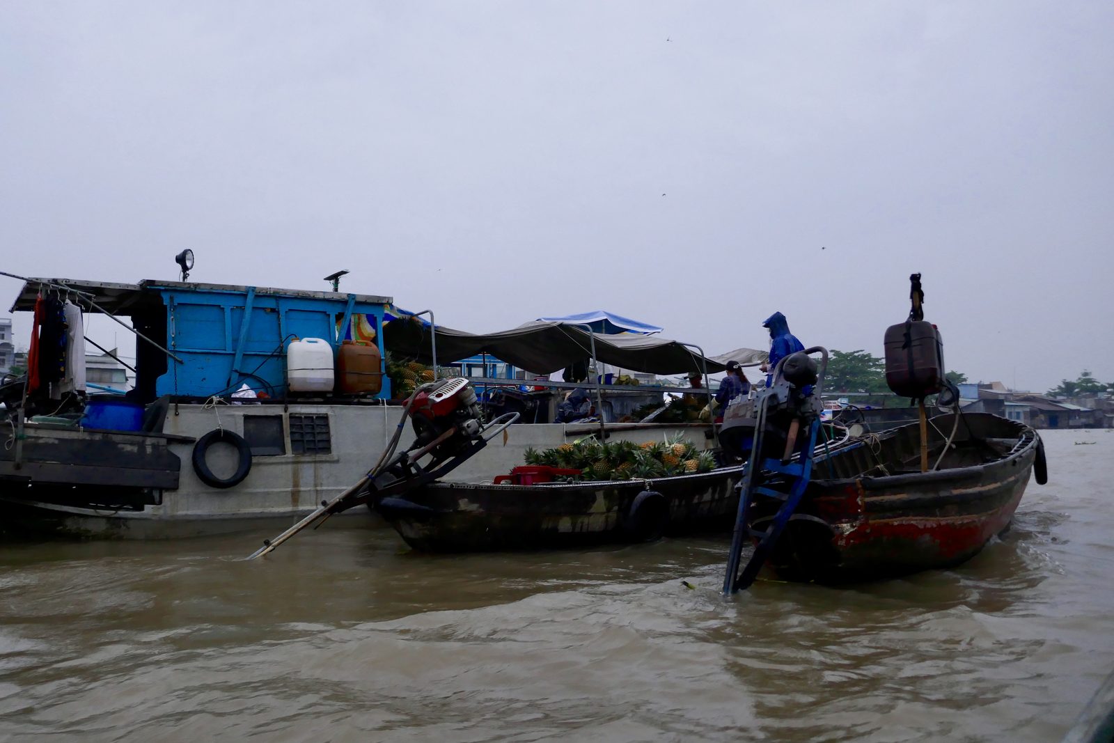 Wholesale boats moored at Cai Rang floating market, Can Tho