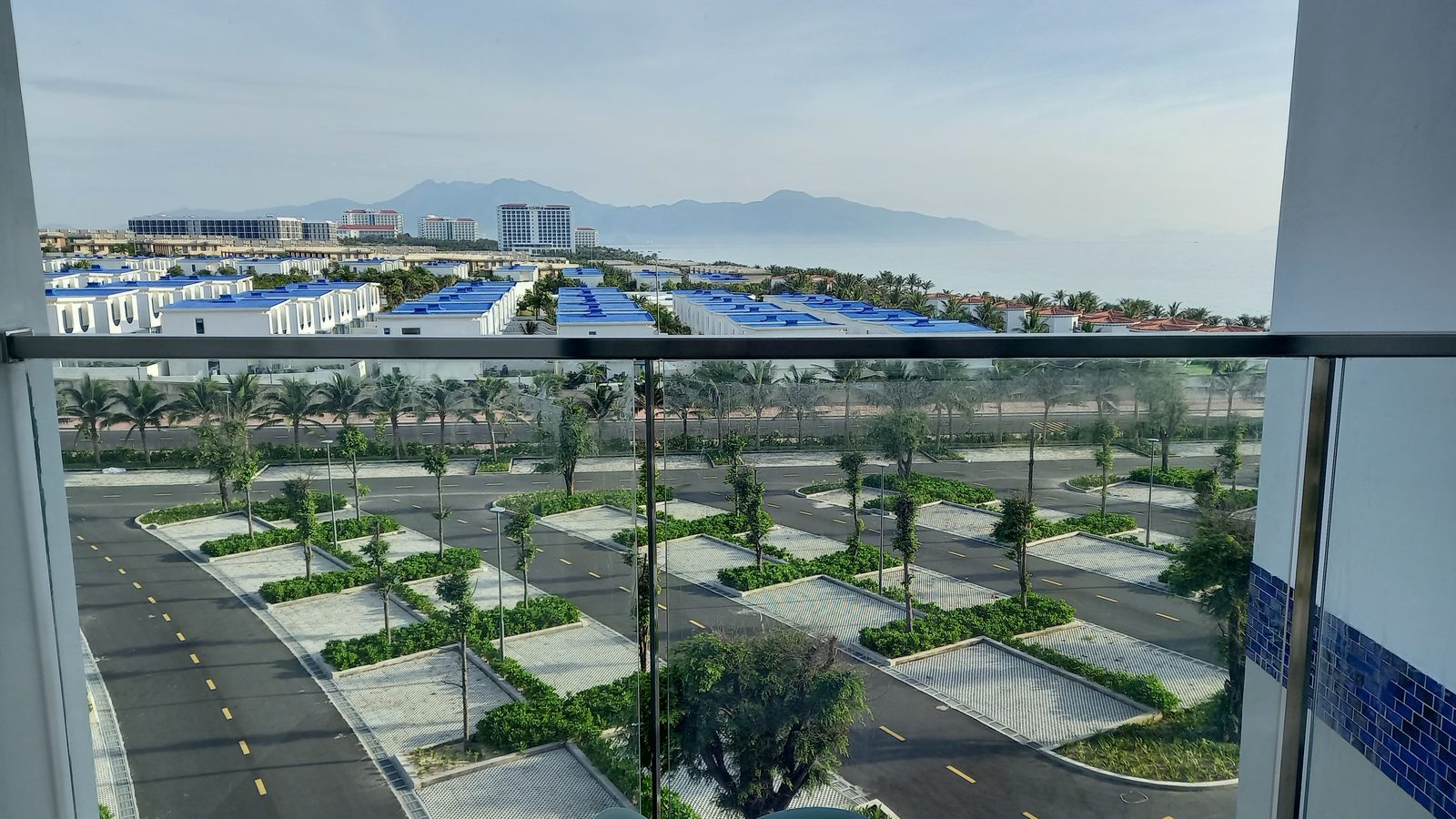 View over the Cam Ranh coastal resort area towards the mountains