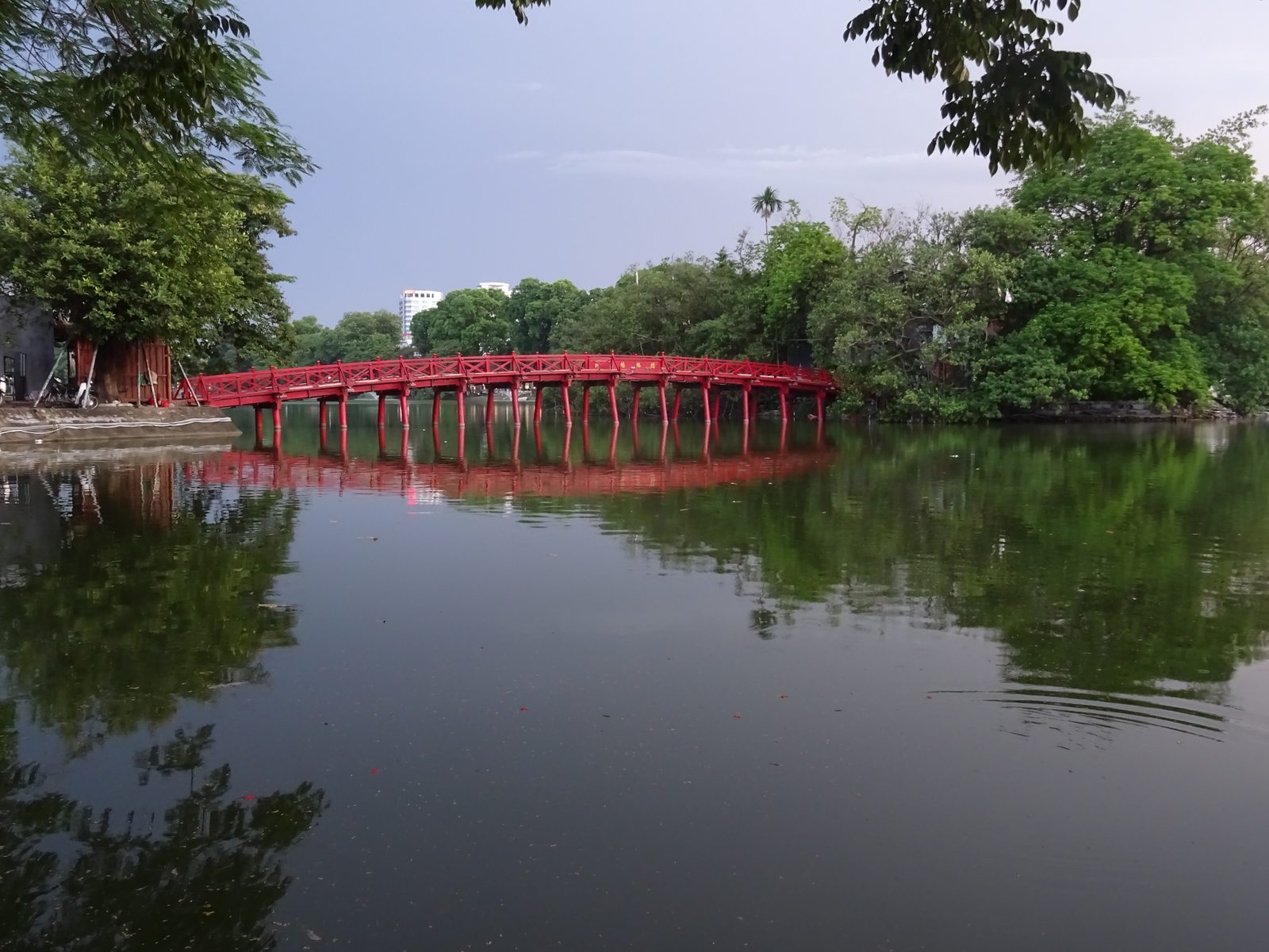 Red Huc Bridge to Ngoc Son Temple on Hoan Kiem Lake, Hanoi